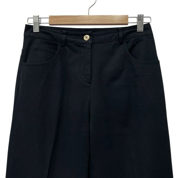 St. John Sport Pants Size 2 Black Stretch Cotton Straight Leg Gold Button VTG - Picture 4 of 10